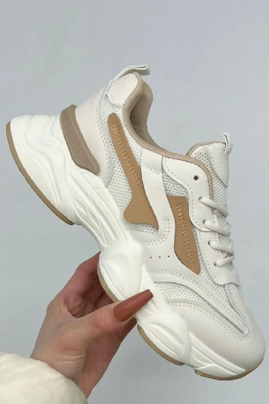 WHITE/DARK NUDE  CHUNKY SPORTS PLATFORM WOMEN'S TRAINERS