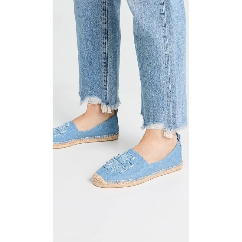 Tory Burch Womens Double T Espadrilles Denim