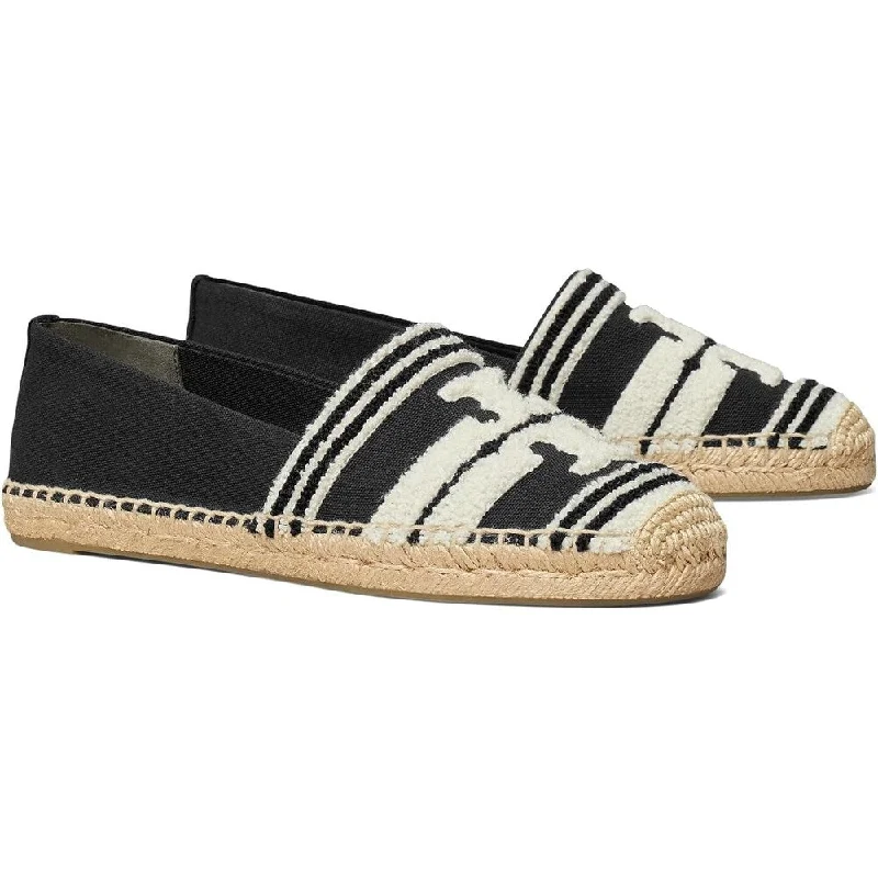 Tory Burch Womens Double T Espadrilles Black Light Alabaster