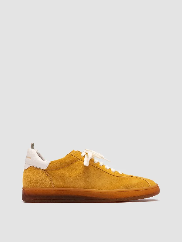 DESTINY 101 - Yellow Leather and Suede Low Top Sneakers