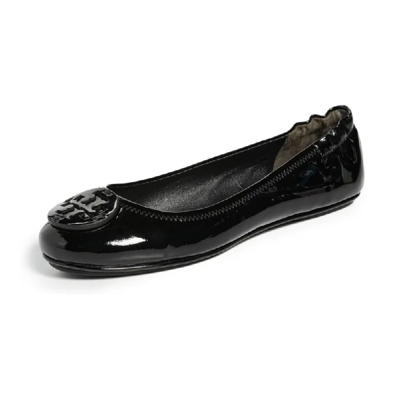 Tory Burch Womens Minnie Travel Ballet Flats Black Patent