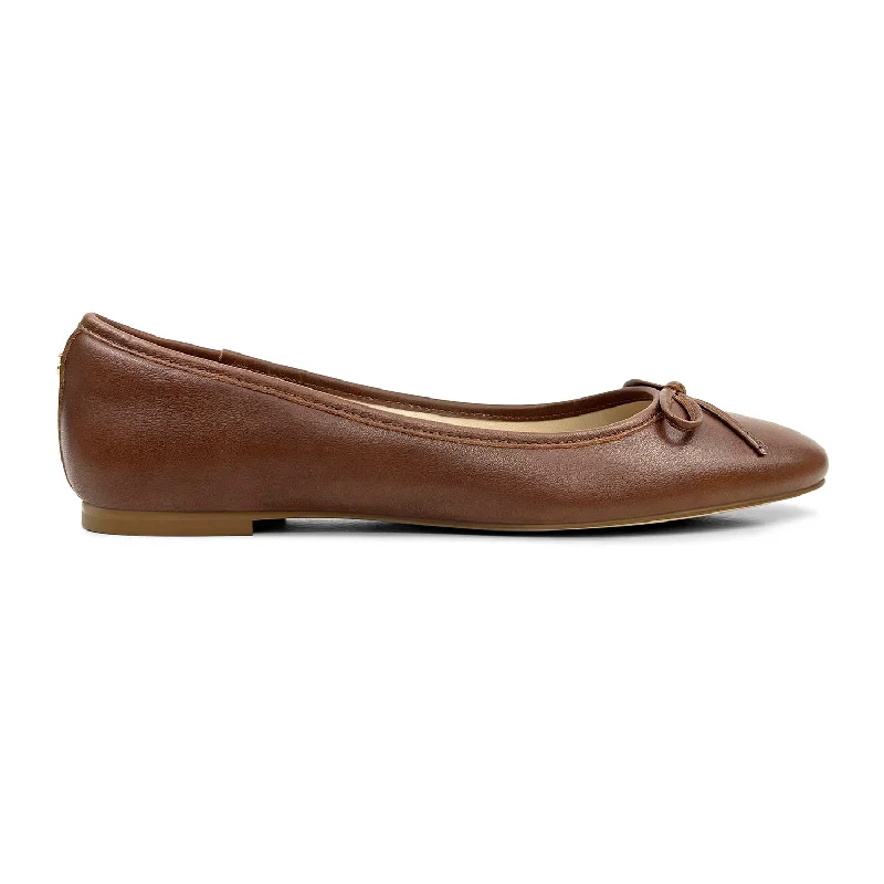 Sadie Ballet Flat in Brown Leather