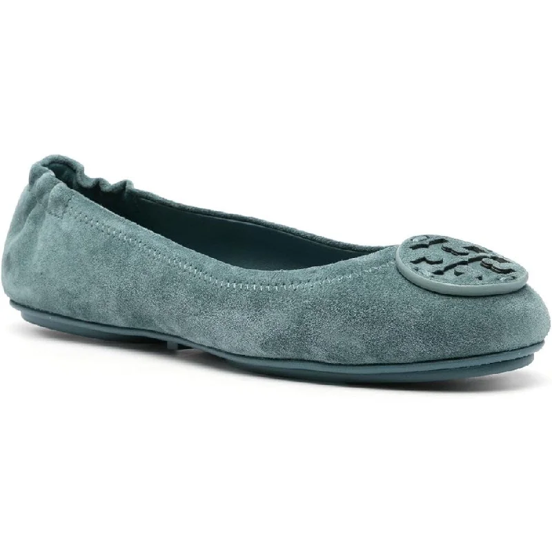 Tory Burch Womens Minnie Travel Ballet Flats Steel Blue