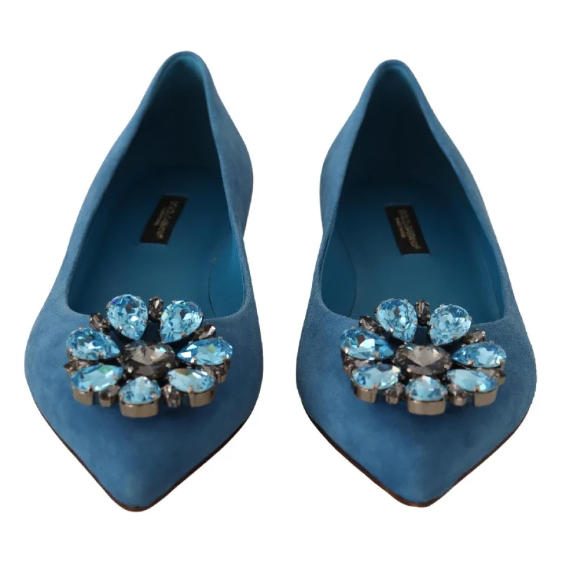 Dolce & Gabbana Elegant Crystal-Embellished Suede Women's Flats