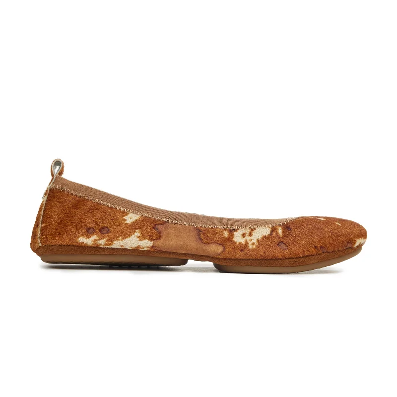 Samara Foldable Ballet Flat in Whiskey Calf Hair