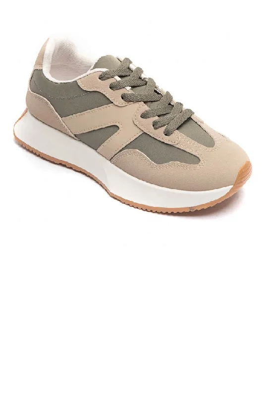 GREEN LACE UP SIDE DETAIL FASHION DESIGNER TRAINERS