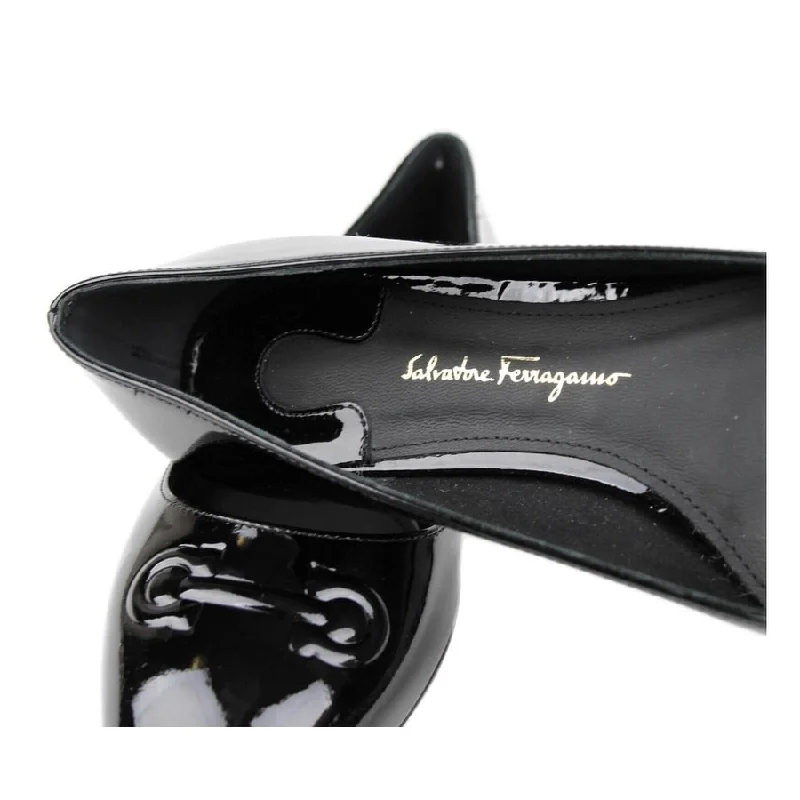 Salvatore Ferragamo Women's Broni Black Patent Leather Ballet Flats(5.5 C)