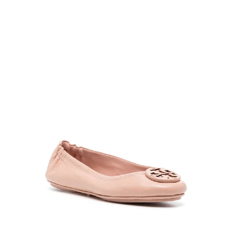 Tory Burch Womens Minnie Travel Ballet Flats Pink Brick