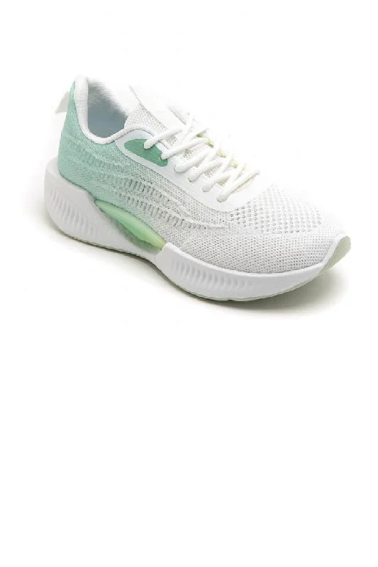 GREEN WHITE LACE UP FLAT DESIGNER TRAINERS