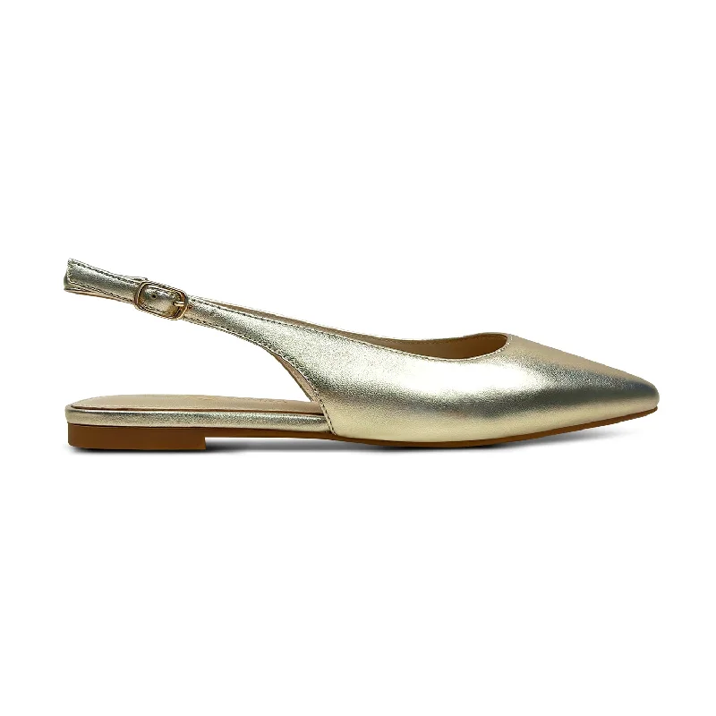 Vera Slingback Flat in Gold Leather