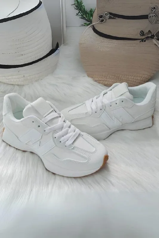 WHITE CHUNKY DESIGNER LACE UP SNEAKERS TRAINERS