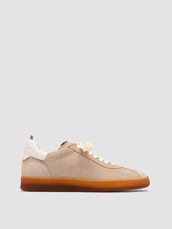 DESTINY 101 - Beige Leather and Suede Low Top Sneakers