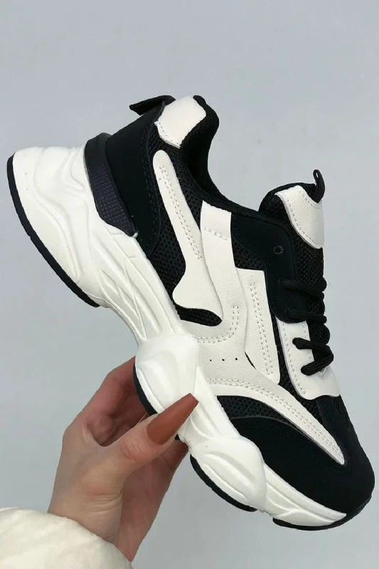 BLACK/WHITE CHUNKY SPORTS PLATFORM WOMEN'S TRAINERS