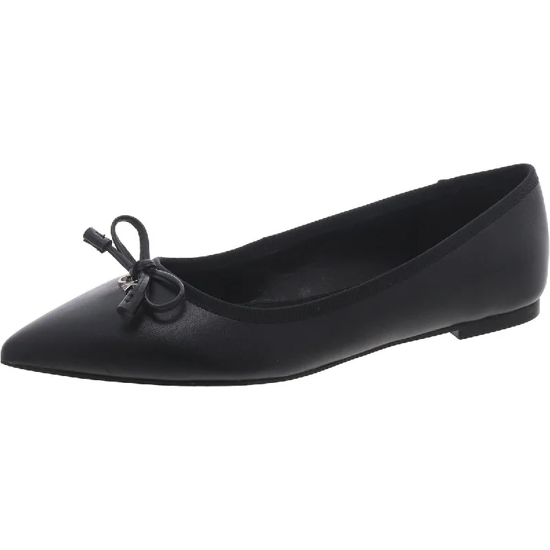 Calvin Klein Womens Aolina Faux Leather Bow Ballet Flats