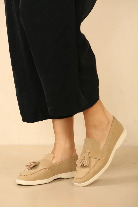 Khaki Suede Tassel Loafer