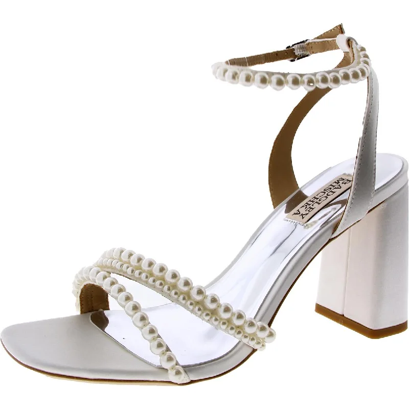 Badgley Mischka Womens Feisty Satin Beaded Ankle Strap