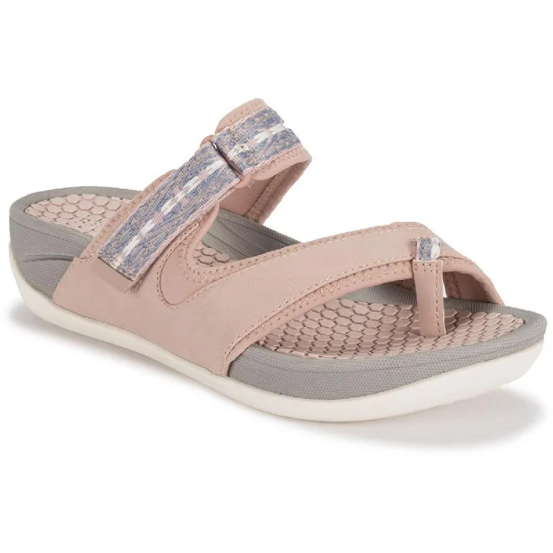 Baretraps Womens Deserae Faux Leather Slip On Sport Sandals