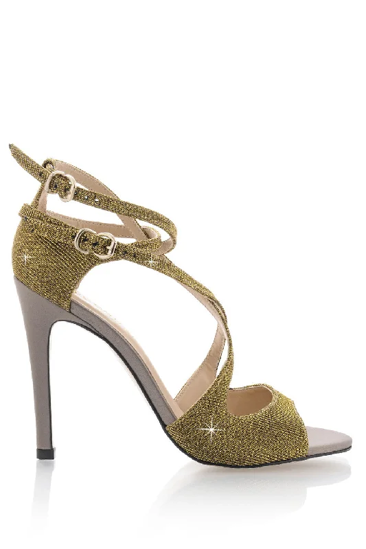 CECCONELLO FELICITA Gold Strap Heeled Sandals