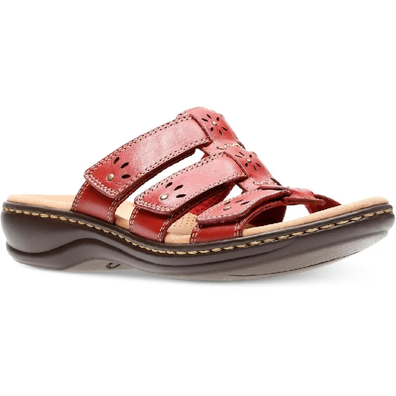 Clarks Women's Leisa Spring Leather Laser Cut Slide Sandals