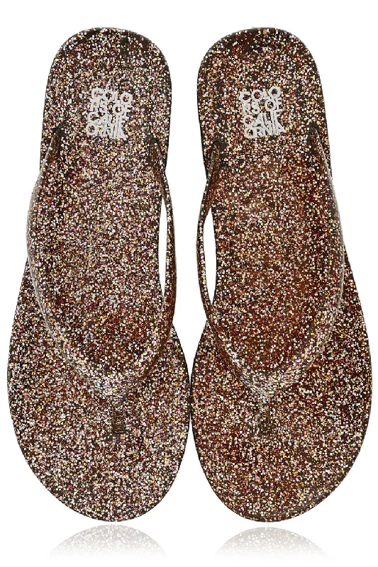 COLORS OF CALIFORNIA GLITTER Bronze Thong Flip Flops