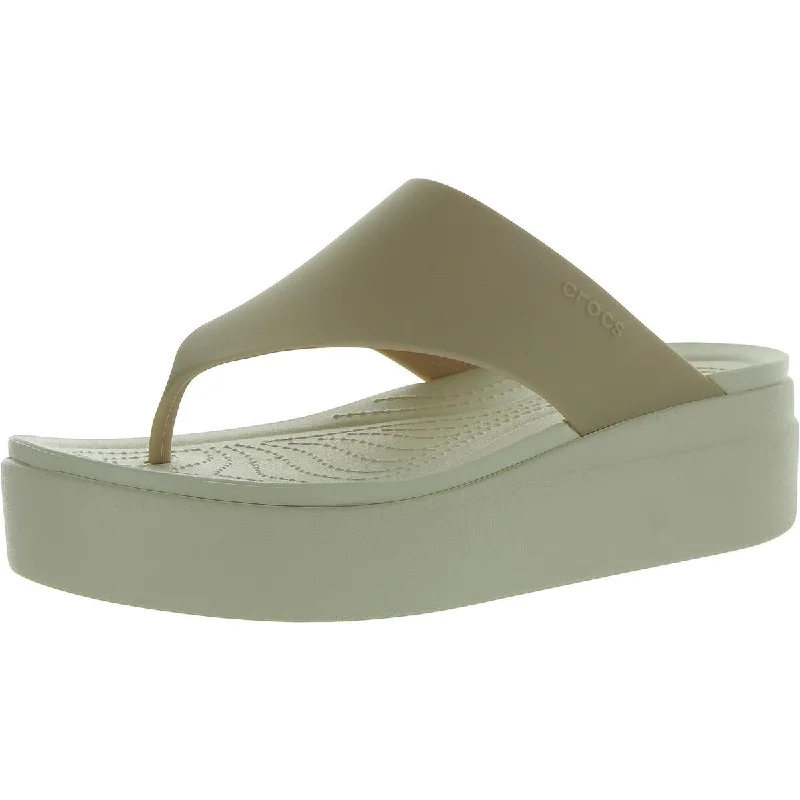 Crocs Womens BROOKLYN  Round toe Wedge Thong Sandals