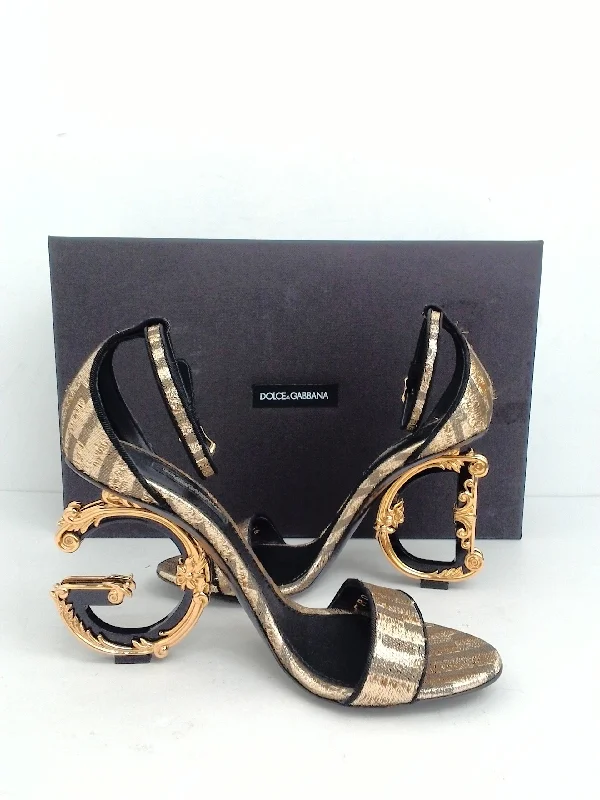 Dolce & Gabbana Women's Keira Gold/ Black Heeled Sandal Size 36