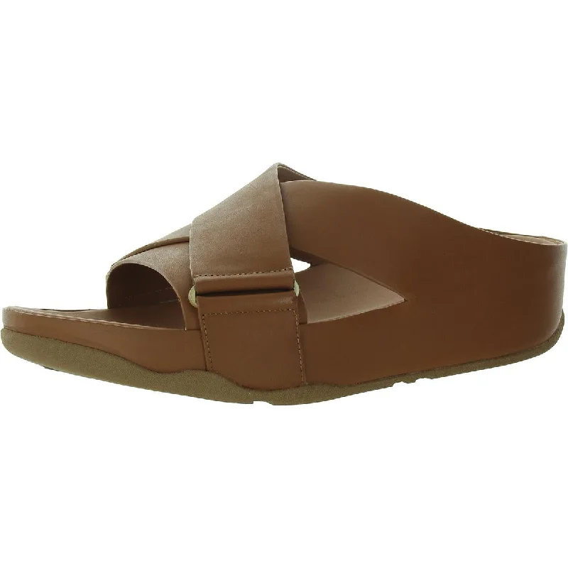 Fitflop Womens Shuv Leather Criss-Cross Slide Sandals