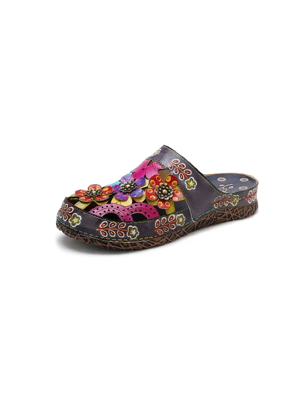 Genuine Leather Hand-rubbed Ethnic Style Retro Slippers 36-42