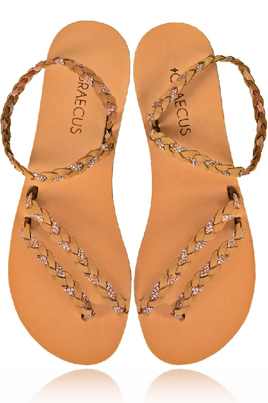 Gaea Beige Leather Sandals