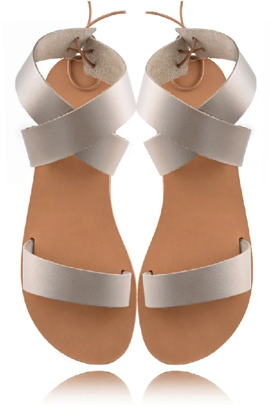 Agathe Platinum Gold Leather Sandals