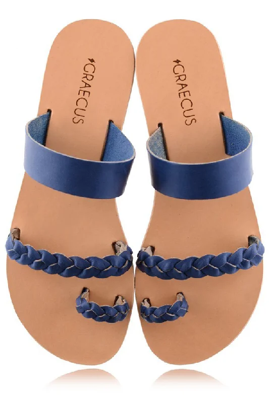 AGNOTIS Blue Leather Sandals