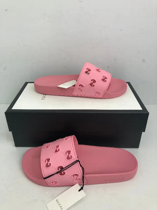 Gucci Women's Rose Box Rubber GG Sandal Size 38 & 39