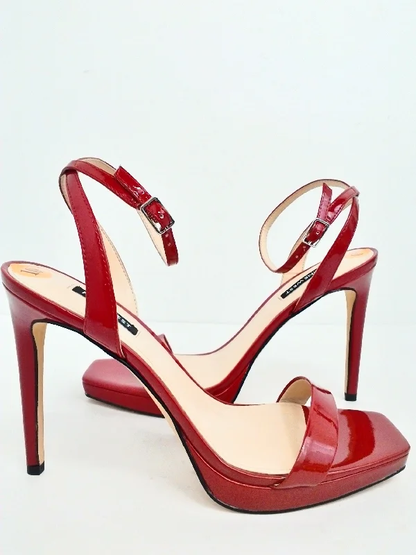 Nine West Women's Red Zadie Heeled Sandal Size 10 M