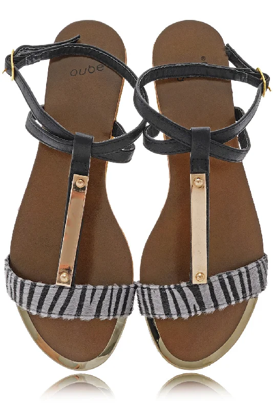 CEBRA Black Animal Print Sandals