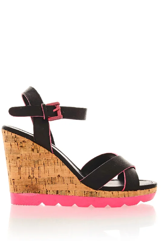 MAURINE Neon Fuchsia Wedges