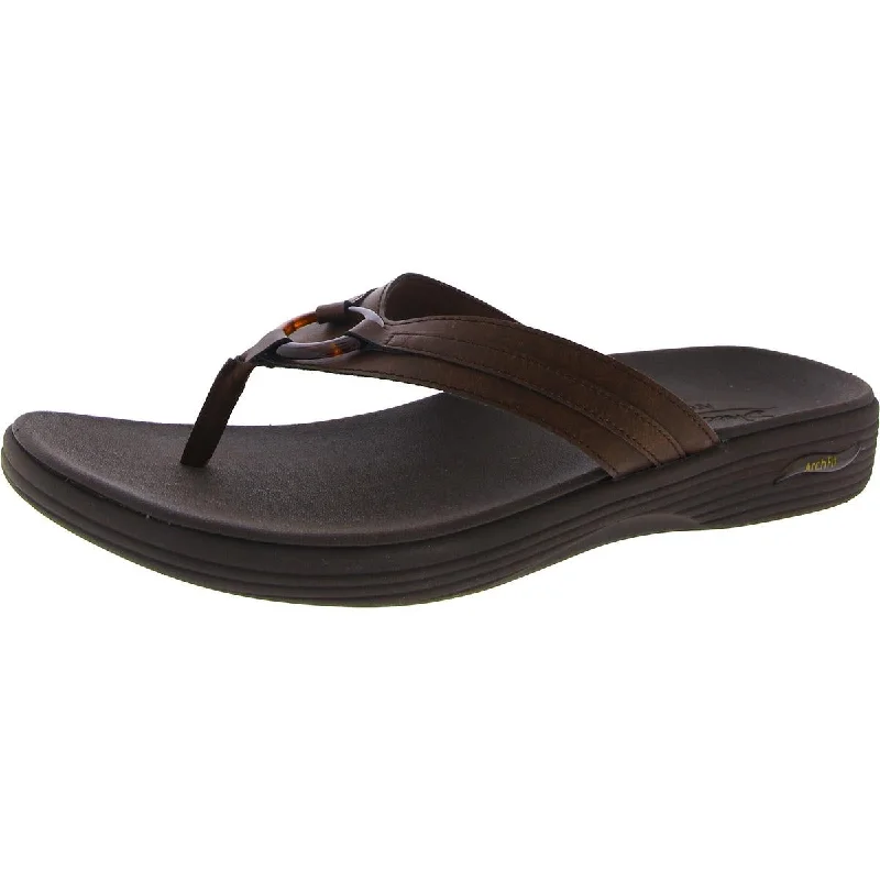 Skechers Womens Arch Fit Maui-Summer Fun Faux Leather Casual Flip-Flops