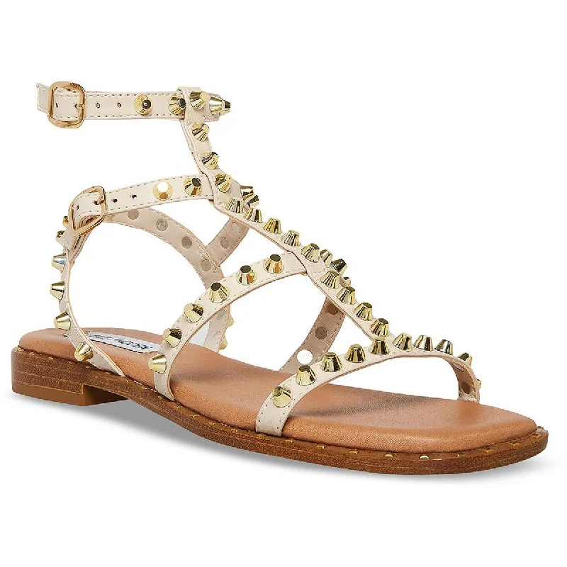 Steve Madden Womens Sunnie Faux Leather Studded Slingback Sandals