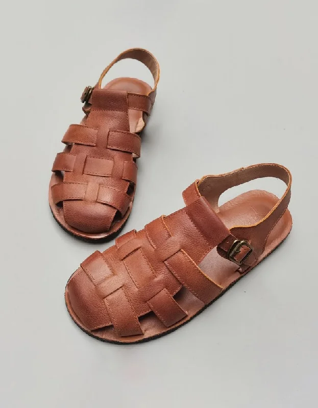 T-strap Leather Woven Fisherman Sandals for Men 38-45