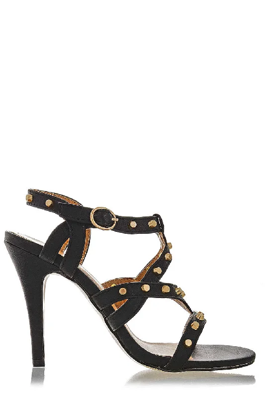 CYNDIE Black Studded Heels