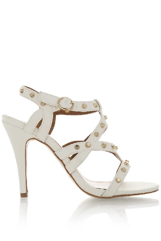 CYNDIE Off White Studded Heels