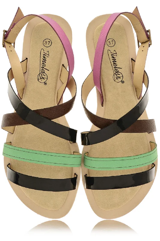 GILBERTE Black Green Sandals