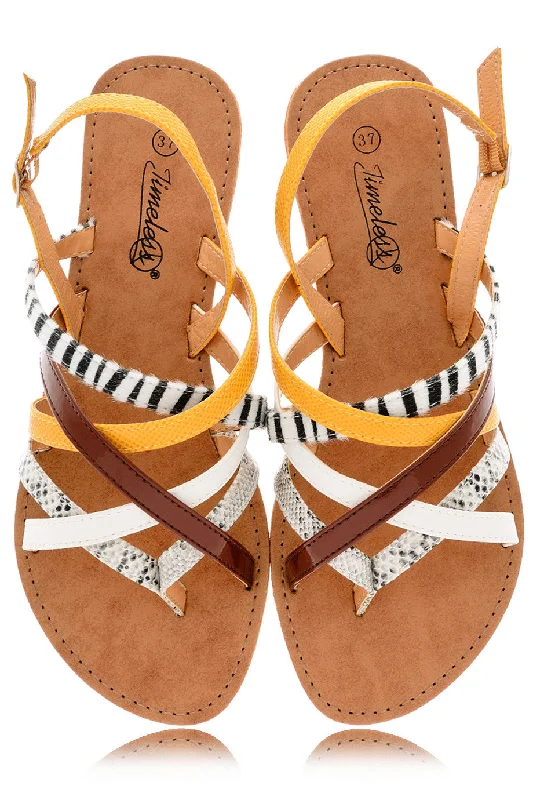 KRISTA Yellow Animal Print Sandals