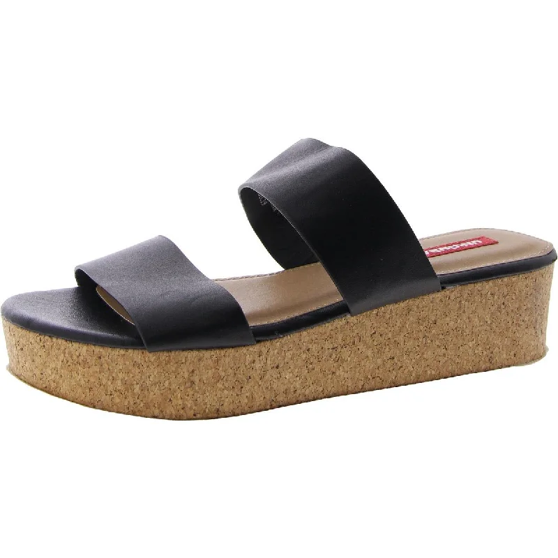 Unionbay Womens ZOZO Faux Leather Slip On Slide Sandals