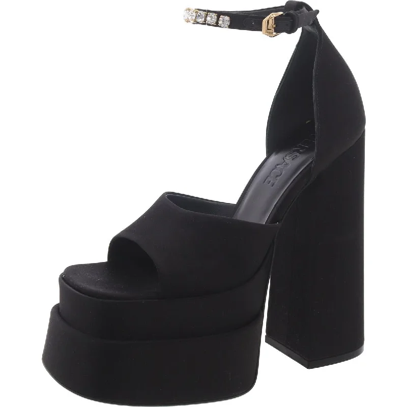 Versace Womens Satin Adjustable Block Heel